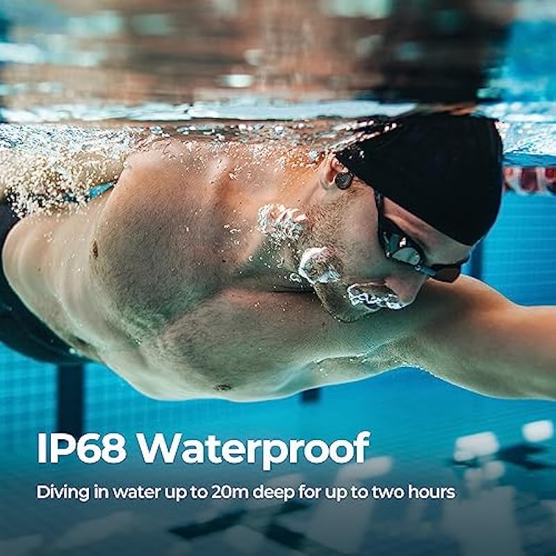 Bone Conduction Headphones, IP68 Waterproof Swimming Headphones, Built-in MP3 32G Memory Underwater Earphones, 8H Playtime Wireless Earphones Open-Ear Sports Earphones for Running Workout Cycling etc