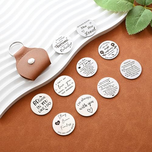 OUMILAN Pocket Hug Token Gifts for Men Boyfriend Girlfriend Inspirational Gift for Son Daughter Brother with Leather Keychain