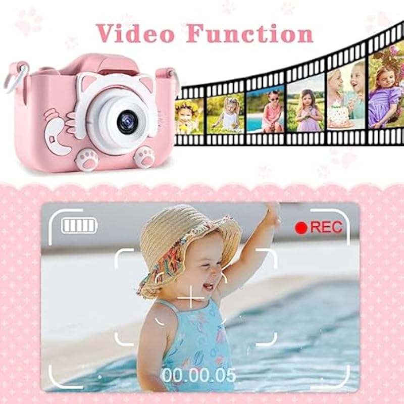 ADON – Kids Camera Toys for 3 4 5 6 7 8 9 10 11 12 Year Old Boys/Girls, Kids Digital Camera for Toddler with Video, Christmas Birthday Festival Gifts for Kids, Selfie Camera for Kids, 32GB SD Card