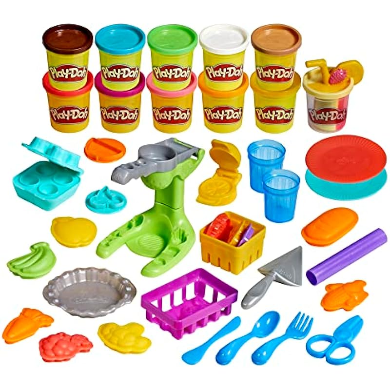 Play-Doh Farmer’s Market Toy Kitchen Playset with 28 Play Food Accessories & 11 Colors Including Specialty Smoothie Can (Amazon Exclusive)