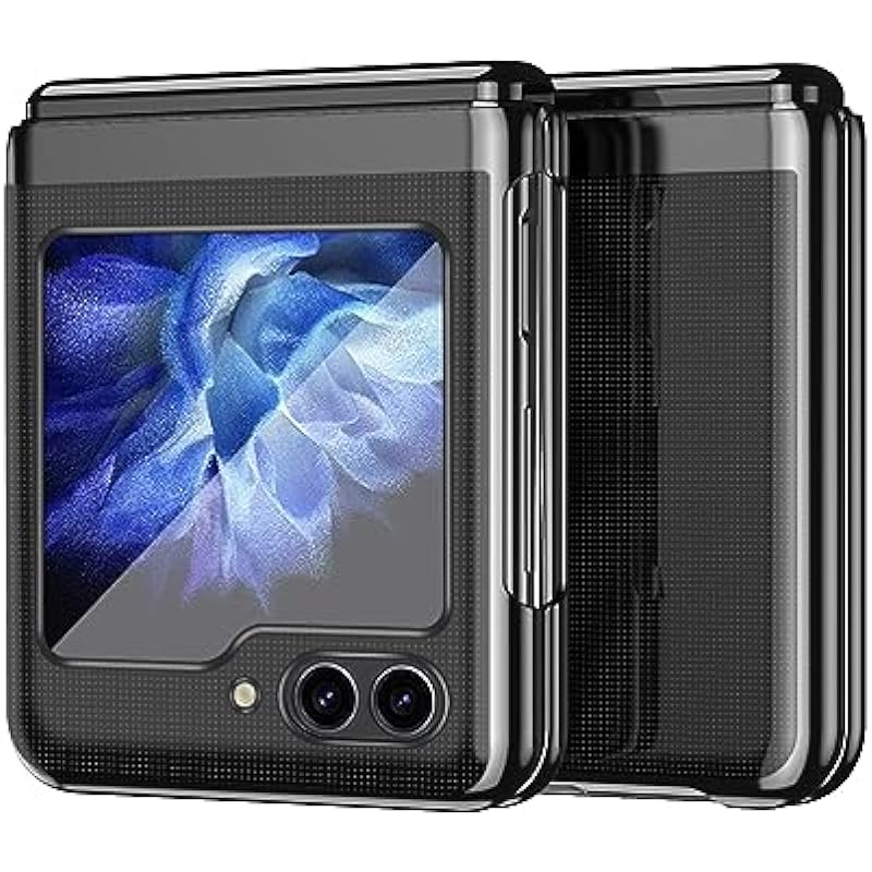 CCSmall Clear Case for Samsung Galaxy Z Flip5 5G, Luxury Plating Folding Sleeve Cover Slim Thin Hard PC Shockproof Protective Phone Cover Samsung Galaxy Z Flip 5 DD Black