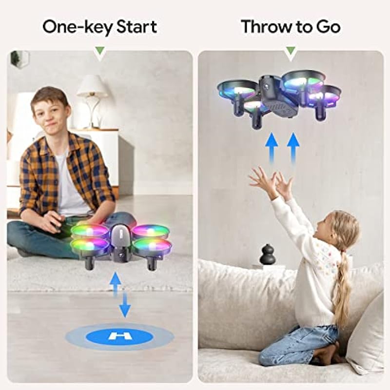 Tomzon A23W Drone with Camera 1080P, Mini LED Kids Drone with Throw to Go, High Speed Rotation and 3D Flip, Drone for Kids Adults with Circle Fly, Gravity Sensor, 3 Speeds, 2 Batteries