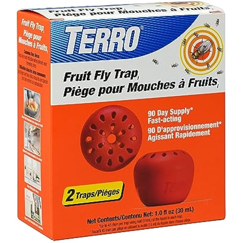 TERRO T2502CAN Ready-to-Use Indoor Fruit Fly Trap with Built in Window – 2 Traps + 90 day Lure Supply