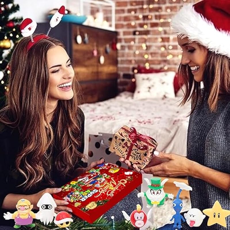 Christmas Advent Calendar 2023, Christmas Countdown Calendar with 24pcs Character Dolls Gift for Kids Adults, Christmas Eve Countdown Calendar 24 Days Blind Box Super Bro Decor for Children (Super-Bro)