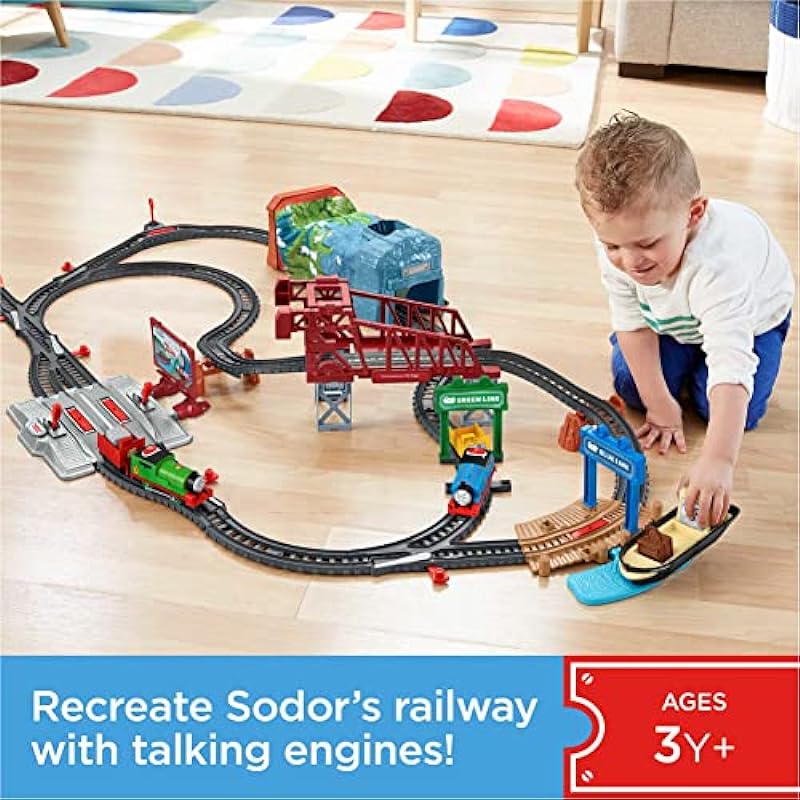 Fisher-Price Thomas & Friends Talking Thomas & Percy Train Set, motorized train and track set for preschool kids ages 3 years and older