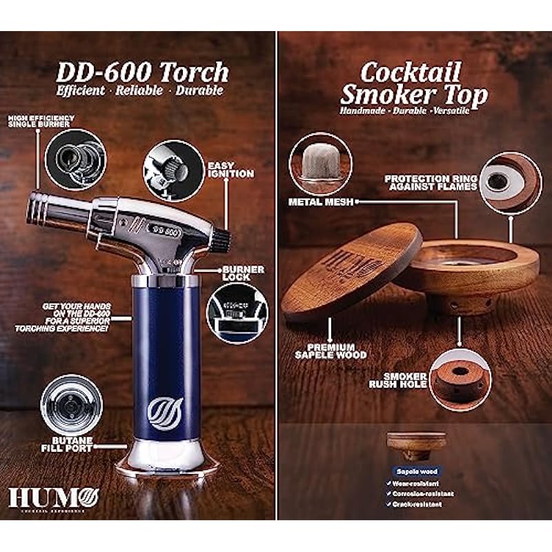 Cocktail Smoker Kit, Gifts for Men, Whiskey Smoker Kit, Drink Smoker, Whiskey, Whisky, Smoke Infuser, Whiskey Smoker, Old Fashioned Cocktail Kit, Birthday Gifts for Men (No Butane)