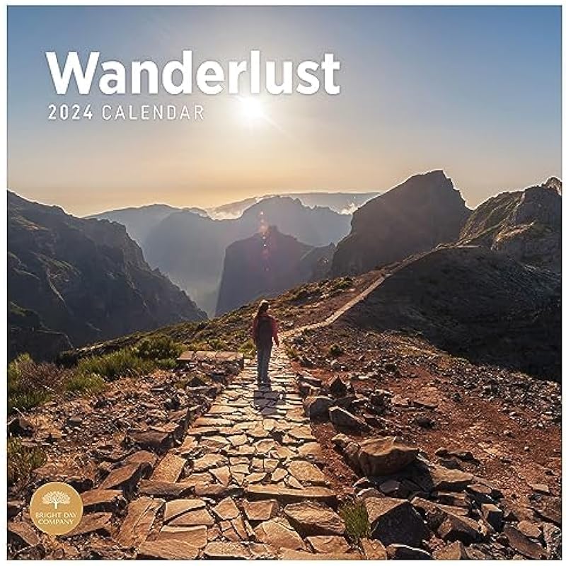 2024 Wanderlust Monthly Wall Calendar by Bright Day, 12 x 12 Inch