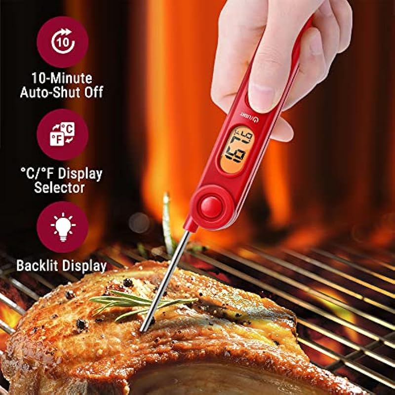 ThermoPro TP03B Digital Instant Read Meat Thermometer with Backlight LCD and Magnet Cooking Candy Food Thermometer for BBQ Grill Oil Deep Fry Kitchen