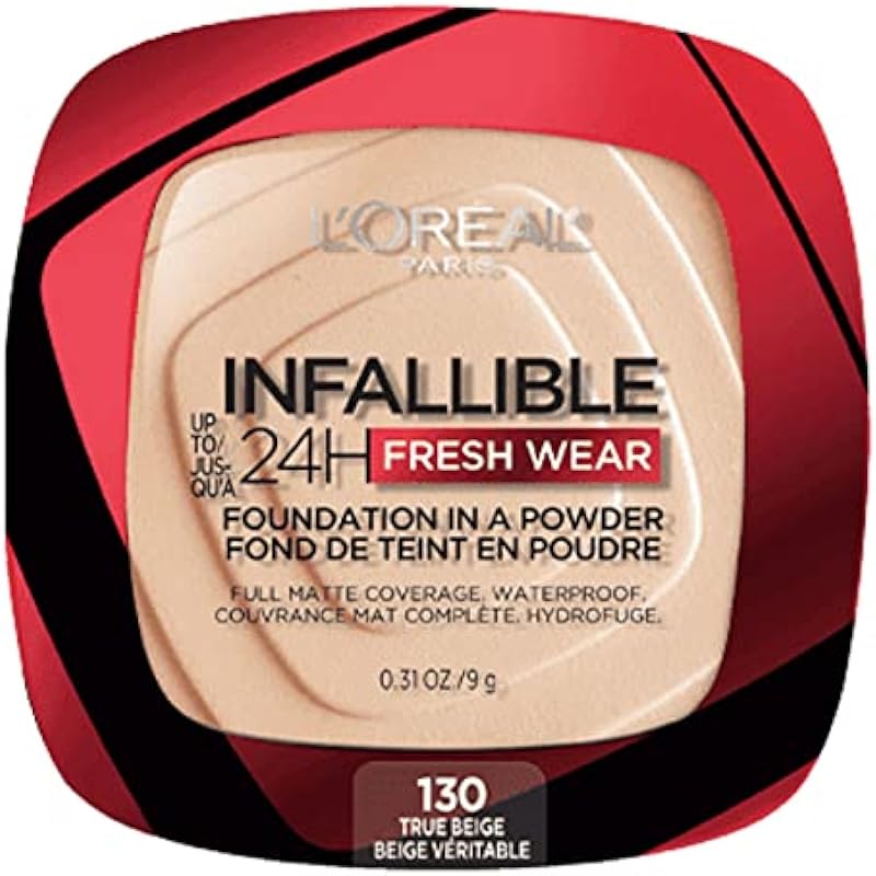 L’Oreal Paris Infallible 24H Fresh Wear In A Powder Foundation, Waterproof Matte Finish, True Beige 130, 1 Count