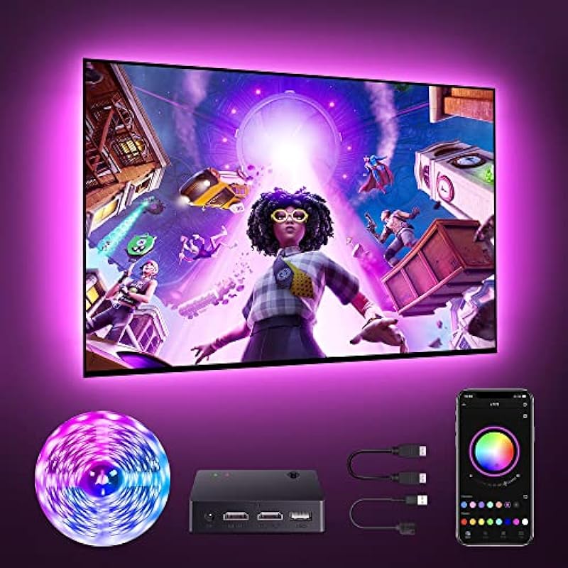 Nexillumi Immersion Led Lights for TV 55 inch to 85 inch, TV LED Backlight with HDMI Sync Box, App Control TV Led Strip Lights Sync with TV Picture