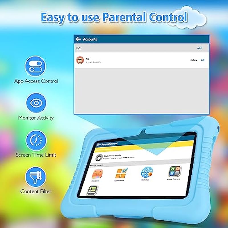 Veidoo Kids Tablet, 7 inch Android Tablet PC, 2GB RAM 32GB ROM, Safety Eye Protection IPS Screen, WiFi, Dual Camera, Games, Parental Control APP, Learning Tablet for Kids
