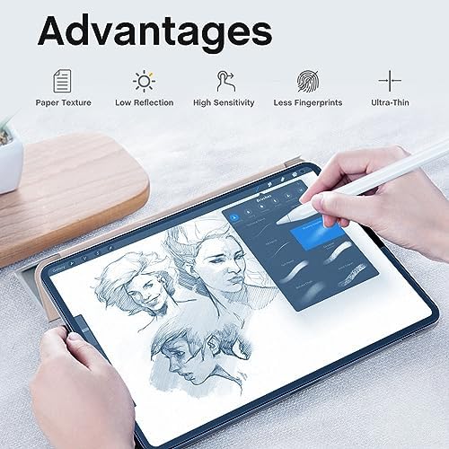 MOBDIK [2 Pack] Paper Screen Protector Compatible with iPad Pro 12.9 (2022 & 2021 & 2020 & 2018) [Draw Like on Paper] [Anti Glare] [Compatible with Apple Pencil] [with Easy Installation Kit]