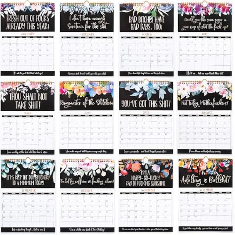 Wall Calendar 2024- January 2024 to December 2024,Calendar For Tired-Ass Women,Fu-ck it Calendar,Sweary Calendar 2024,2024 Calendar Month to View Planner for Family School Office