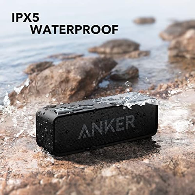 Upgraded, Anker Soundcore Bluetooth Speaker with IPX5 Waterproof, Stereo Sound, 24H Playtime, Portable Wireless Speaker for iPhone, Samsung and More