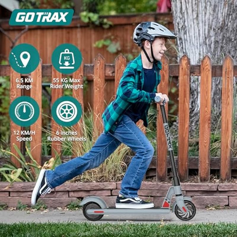 Gotrax GKS Electric Scooter for Kids Ages 6-12, 6inch Solid Tire, Max 6.4km Range & 12km/h by 150w Motor, Aluminum Alloy Frame, UL2272 Certified Approved, Lightweight EScooter Gift for Boys Girls