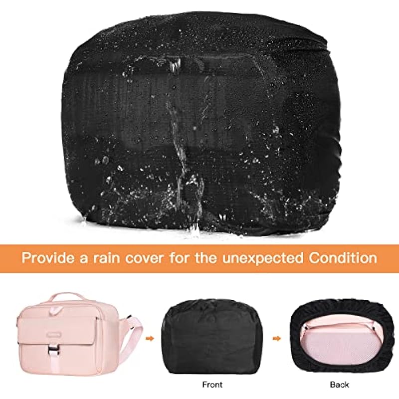 MOSISO Camera Bag Case, DSLR/SLR/Mirrorless Photography Camera Messenger Bag Compact Crossbody Padded Camera Shoulder Bag with Rain Cover Compatible with Canon/Nikon/Sony Camera and Lenses, Pink