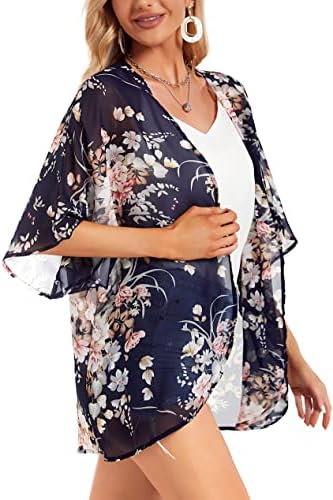 CHICALLURE Womens Summer Tops Kimono Cardigan Floral Beach Cover up Casual Jackets Shirts