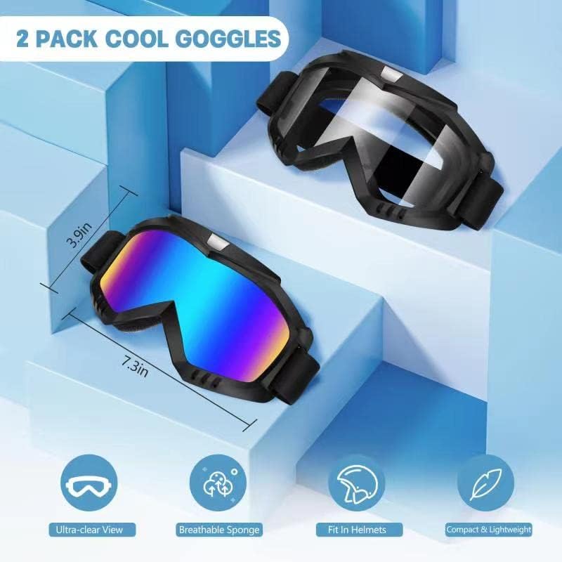 Lievermo Dirt Bike Goggles, Motorcycle Goggles 2 Pack ATV Goggles Riding Goggles Ski Goggles Windproof Glasses Racing Goggles