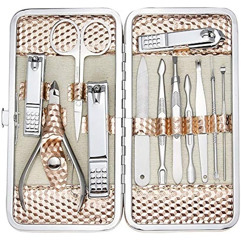 ZIZZON Professional Nail Care kit Manicure Grooming Set with Travel Case(Rose Gold)