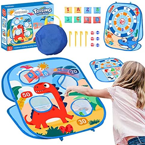 Bean Bag Toss Game Toy for Kids Ages 3-8, Toddler Corn Holes Indoor Outdoor Game Sets, Boys Girls Birthday Gift New Year Gifts,Blue