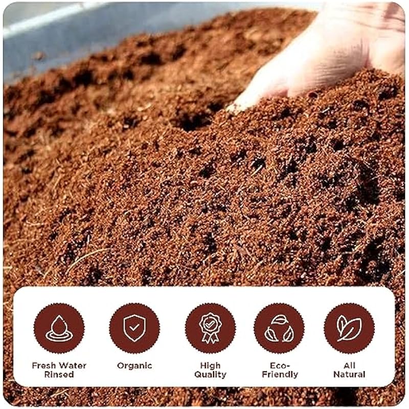 Premium Coco Coir Brick – 10 Pound / 4.5KG Coconut Coir – 100% Organic and Eco-Friendly – OMRI Listed – Natural Compressed Growing Medium – Potting Soil Substrate for Gardens, Seeds and Plants