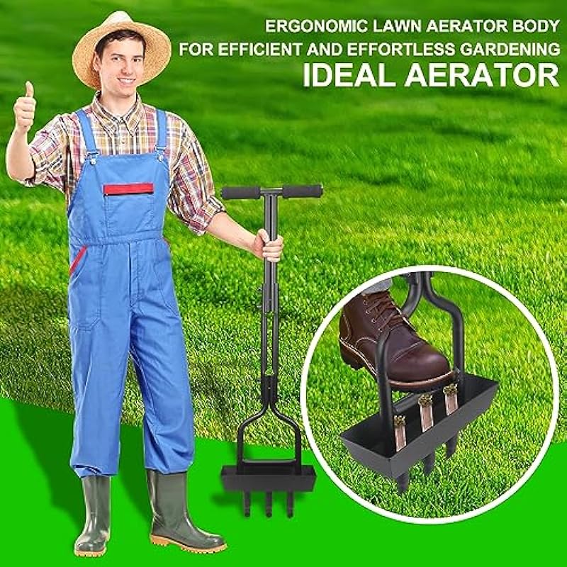 Lawn Aerator – Aerator Lawn Tool, Lawn Aerator Coring Tool with Soil Core Storage Tray Manual Core Aerator for Garden Yard Care