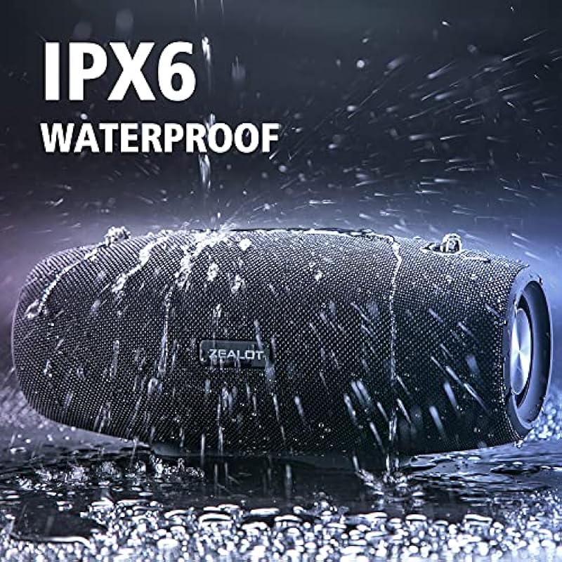 Bluetooth Speaker,ZEALOT Speaker,75W Speakers Bluetooth Wireless,Outdoor,Portable Speaker with IPX6 Waterproof,Stereo,Deep Bass,20H Play,EQ,TF,AUX,Bluetooth Speaker Wireless for Party,Home,Gifts,Black