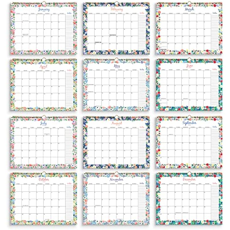 S&O Floral Border 2024 Wall Calendar Runs from Now to December 2024 – Tear-Off Monthly Calendar – Academic Wall Calendar – Hanging Calendar to Track Anniversaries & Appointments – 13.5″x10.5”in