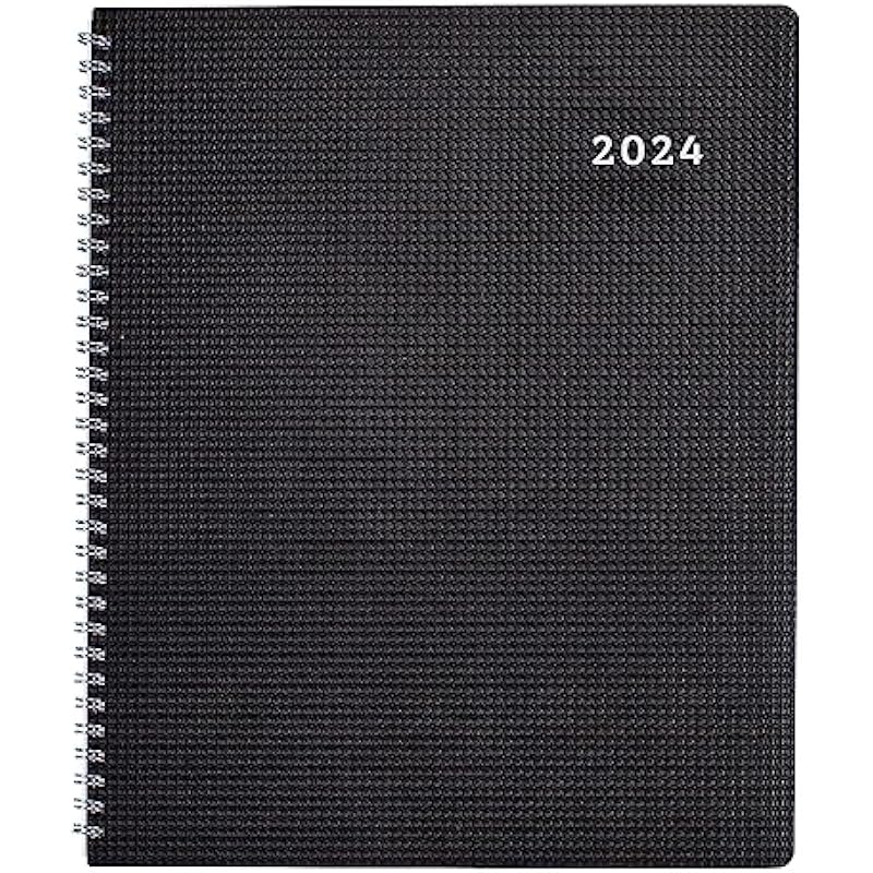 Brownline 2024 DuraFlex Monthly Planner, 14 Months, December 2023 to January 2025, Twin-Wire Binding, 8.875″ x 7.125″, Black (CB1200V.BLK-24)