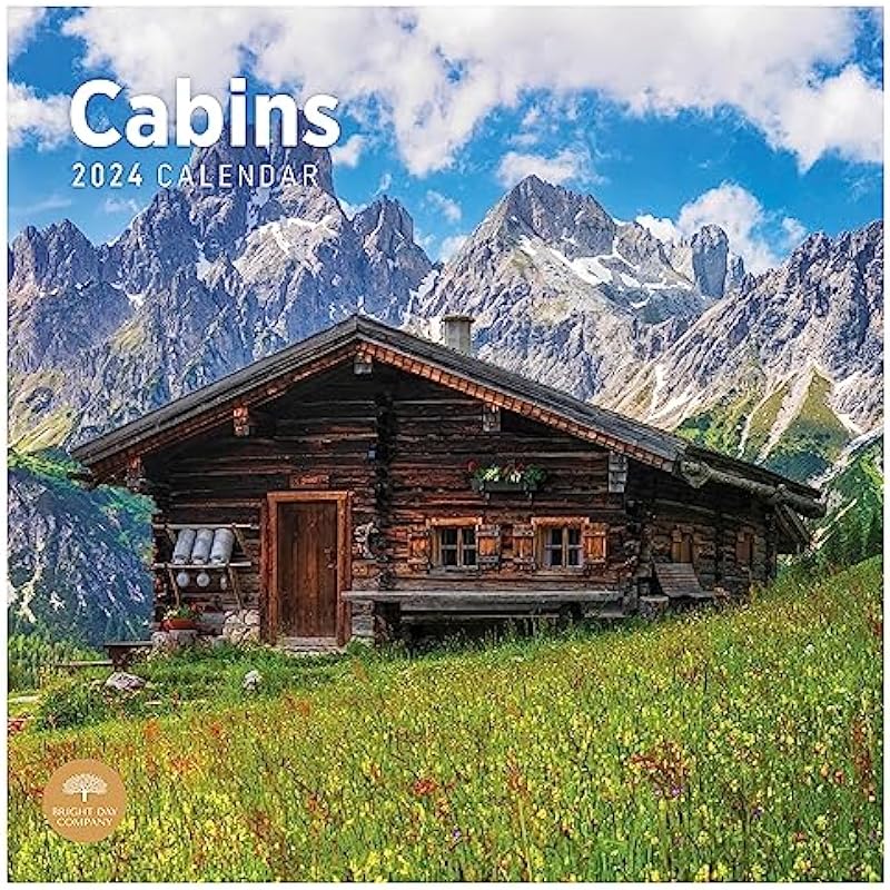 2024 Cabins Monthly Wall Calendar by Bright Day, 12 x 12 Inch