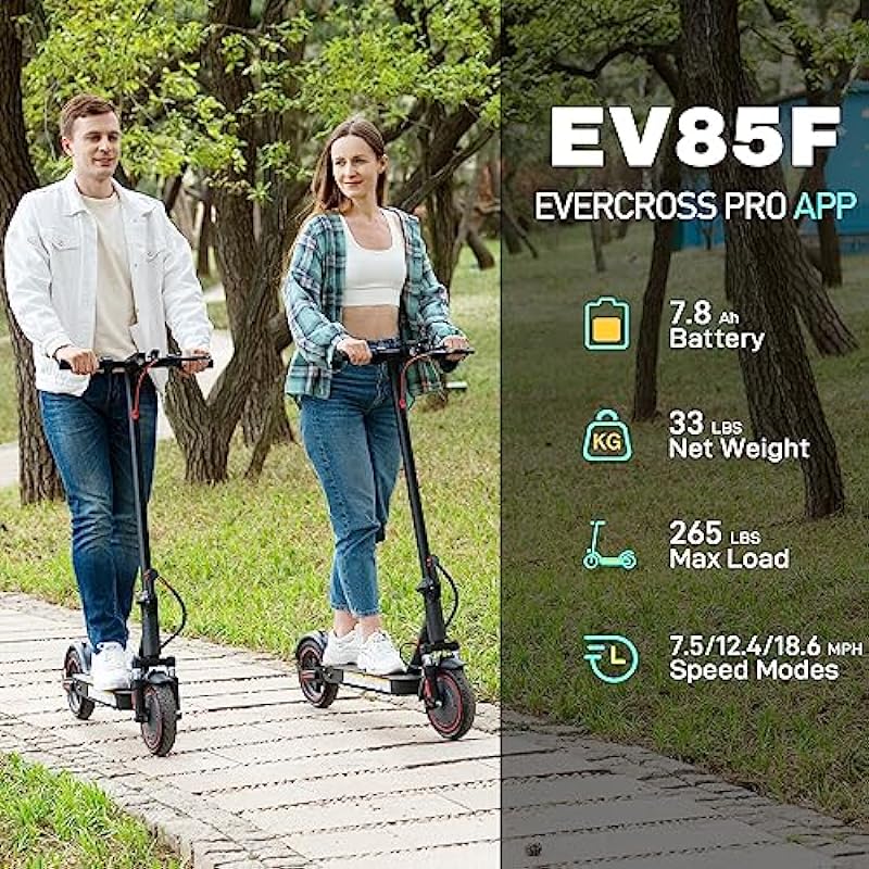 EVERCROSS Electric Scooter, Electric Scooter Adults with 350W Motor, Up to 19 MPH & 19 Miles E-Scooter, Lightweight Folding Electric Scooter for Adults with 8.5” Solid Tires & APP Control