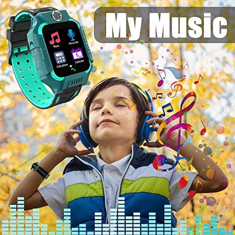 Smart Watch Phone Gift for Kids – Children Smartwatch Boys Girls with 14 Puzzle Games Music MP3 Player HD Selfie Camera Calculator Alarms Timer 12/24 Hours for 4-12 Years Old Students (Y19-Blue-1DCA)