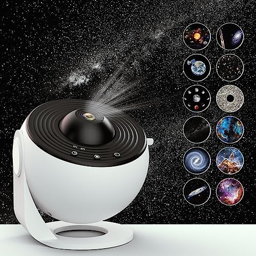 Star Projector,Planetarium Projector Galaxy Projector for Bedroom,360 Degree Rotation Galaxy Night Light with 4K Replaceable 12 Galaxy Discs Large Projection Area Sky Night Light for Kids Adults