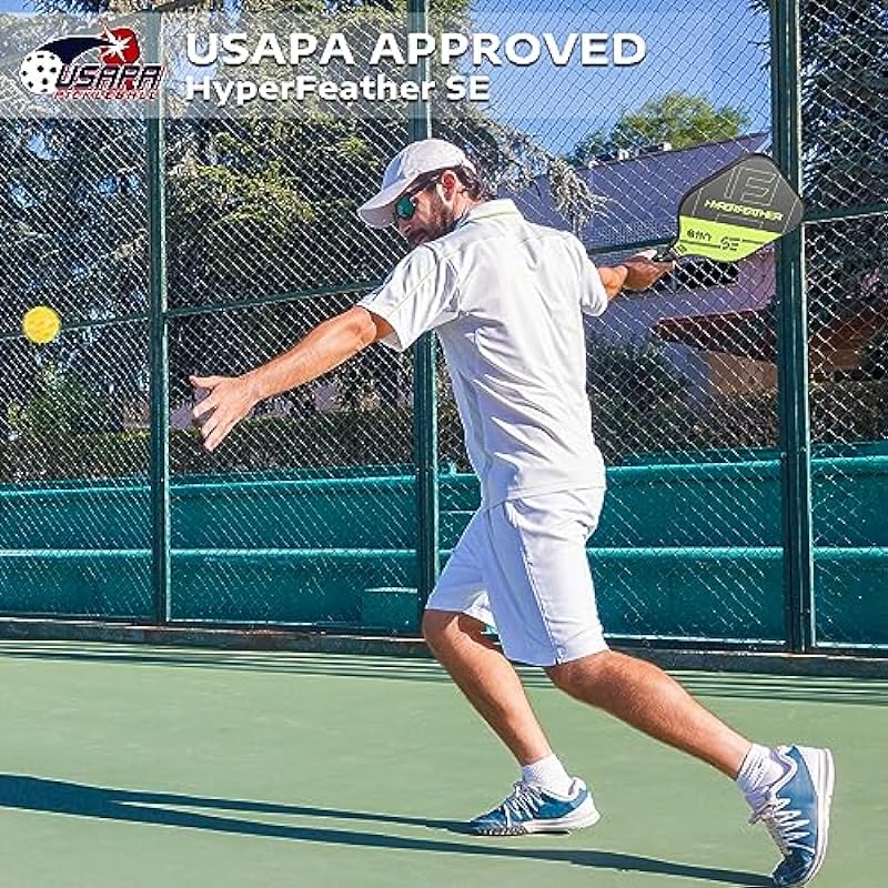 A11N HyperFeather SE Pickleball Paddles Set- USAPA Approved | 8OZ, Graphite Face & Polymer Core, Cushion Grip | 4 Outdoor Balls and 1 Sling Bag- Paddles