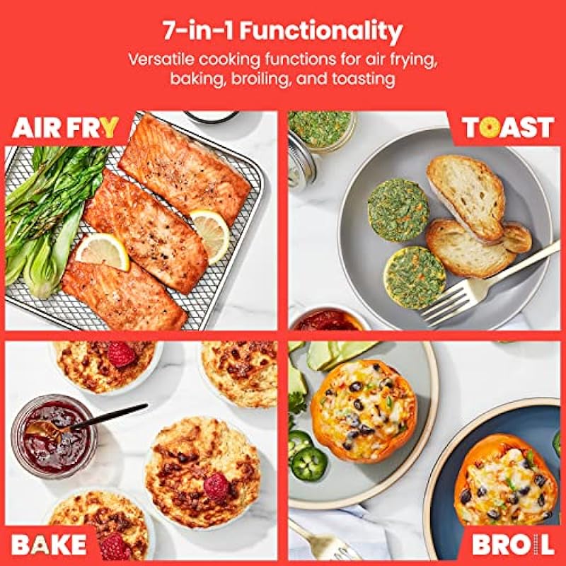 Chefman Toast-Air Touch Air Fryer Toaster Oven Combo, 4-In-1 Black Convection Oven Countertop, Cook A 10-In Pizza, 4 Slices of Toast, Air Fry, Bake, Air Broil, Toast, Dehydrate, 21 Qt Oven Air Fryer