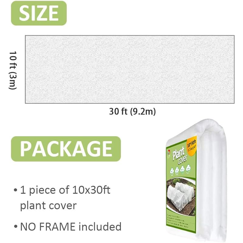 Plant Covers Freeze Protection,10Ft x 30Ft Reusable Floating Row Cover,Freeze Protection Plant Blankets for Cold Weather (Support Hoops Not Included)