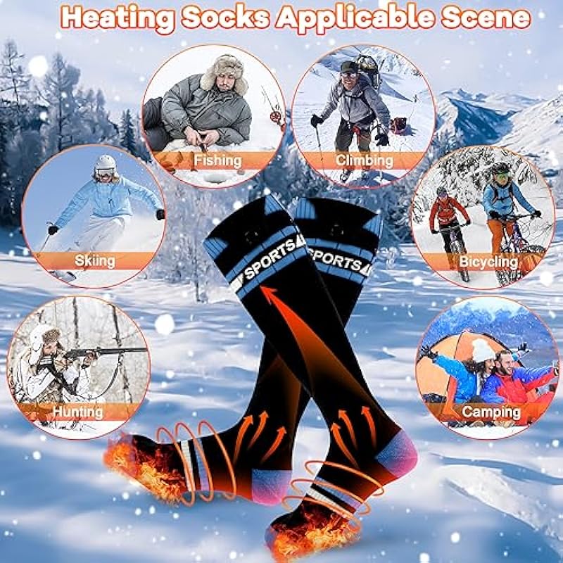 Heated Socks for Men Women Electric Heated Socks 5000mAh Rechargeable Battery Heated Ski Socks APP Control Washable Heated Sox Heating Socks Thermal Socks for Winter Hunting Skiing Outdoor