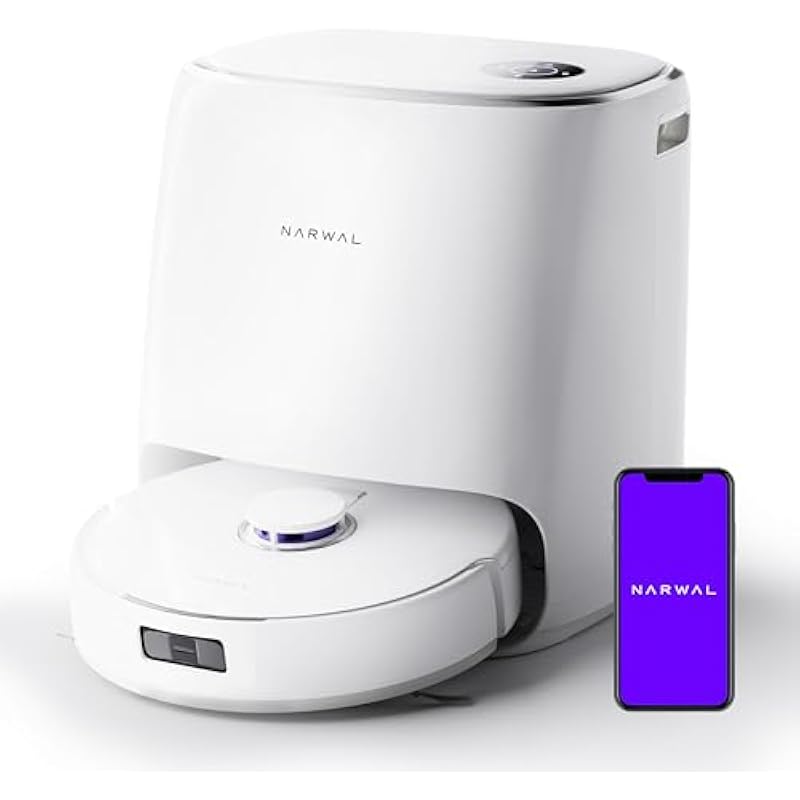 Narwal Freo X Ultra Robot Vacuums and Mop, 8200 Pa Robot Vacuums and Mop Combo, Auto Mop Drying/Washing, Self-Empty, Zero-Tangling, DirtSense™, All-in-One Base Station, Self-Contained Dust Processing