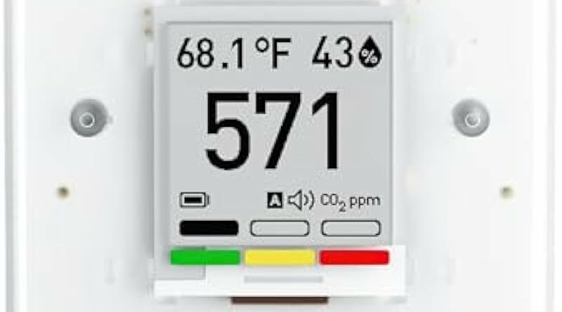 SAF Aranet4 Home: Wireless Indoor Air Quality Meter for Home, Office or School (CO2, Temperature, Humidity and More) Portable, Battery Powered, E-Ink Screen, App for Configuration & Data History