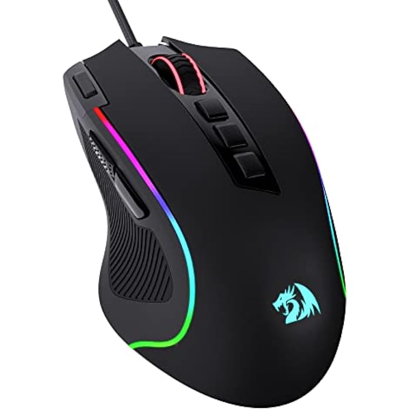 Redragon M612 Predator RGB Gaming Mouse, 8000 DPI Wired Optical Gamer Mouse with 11 Programmable Buttons & 5 Backlit Modes, Software Supports DIY Keybinds Rapid Fire Button