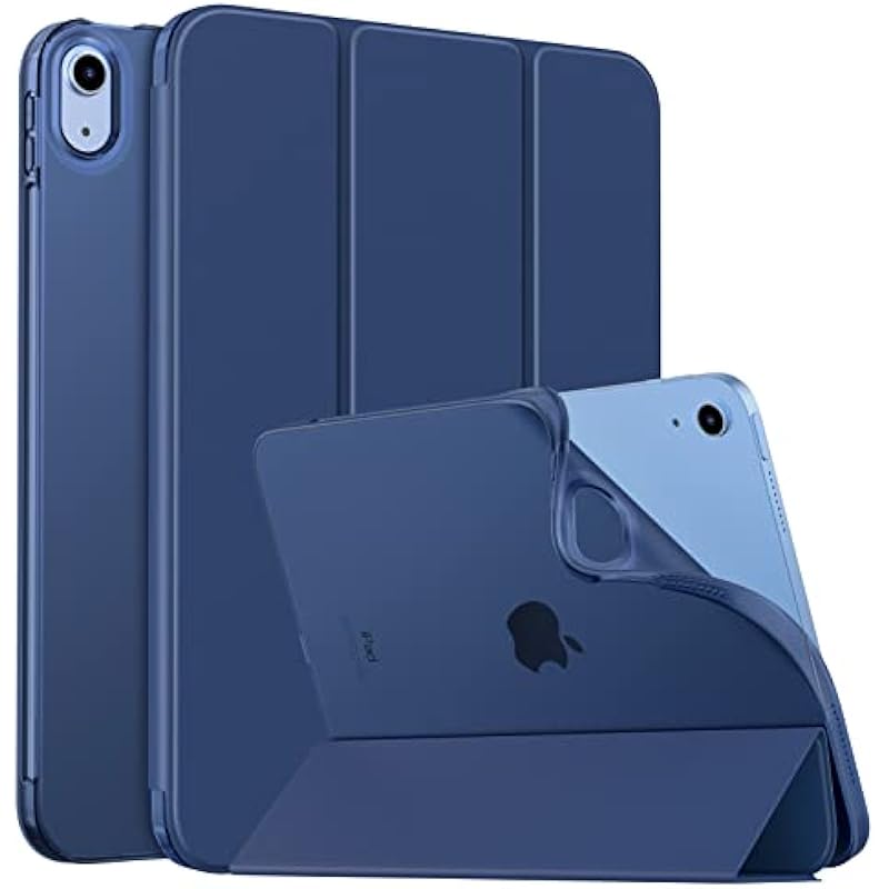 MoKo Case for New iPad 10th Generation Case 2022, iPad 10.9 Case with Soft TPU Translucent Frosted Back Cover, Slim Shell Stand Protective Case with Auto Wake/Sleep, Support Touch ID, Navy Blue