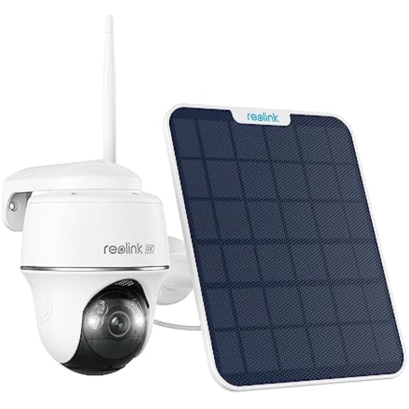 REOLINK First 4K Solar Security Cameras Wireless Outdoor, Argus PT 4K+ 6W Solar Panel, 360° Pan Tilt Solar Battery Outdoor Camera with 8MP Color Night Vision, No Monthly Fee