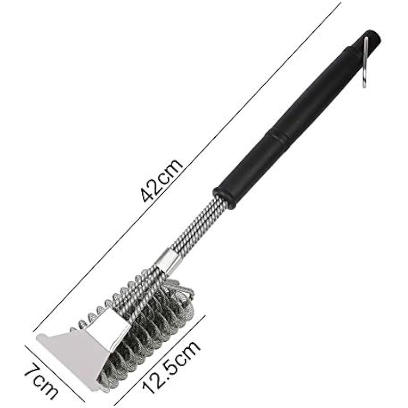 Grill Brush and Scraper, 3 in 1 BBQ Cleaner Bristle Free Barbecue Basting Brushes Great Grilling Accessories Gift Effective for Stainless Steel, Ceramic, Iron, Gas and Porcelain Grates Universal