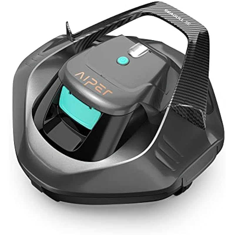 AIPER Seagull SE Cordless Robotic Pool Cleaner, Pool Vacuum Lasts 90 Mins, LED Indicator, Self-Parking, for Flat Above-Ground Pools up to 33 Feet – Gray