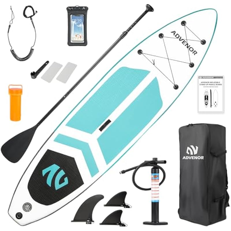 ADVENOR Paddle Board 11’x33 x6 Extra Wide Inflatable Stand Up Paddle Board with SUP Accessories Including Adjustable Paddle,Backpack,Waterproof Bag,Leash,and Hand Pump,Repair Kit