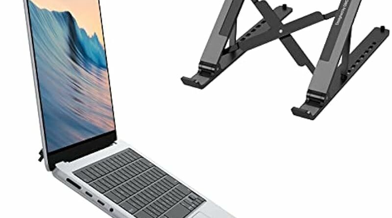 Laptop Stand, OMOTON Laptop Stand for Desk Ergonomic 7-Levels Angles Adjustable Computer Stand, Portable ABS Laptop Riser Holder Compatible with All Laptops and iPad（10-15.6"）