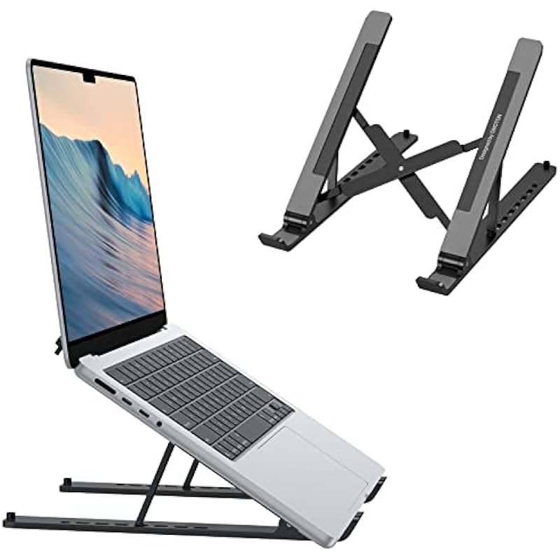 Laptop Stand, OMOTON Laptop Stand for Desk Ergonomic 7-Levels Angles Adjustable Computer Stand, Portable ABS Laptop Riser Holder Compatible with All Laptops and iPad（10-15.6″）