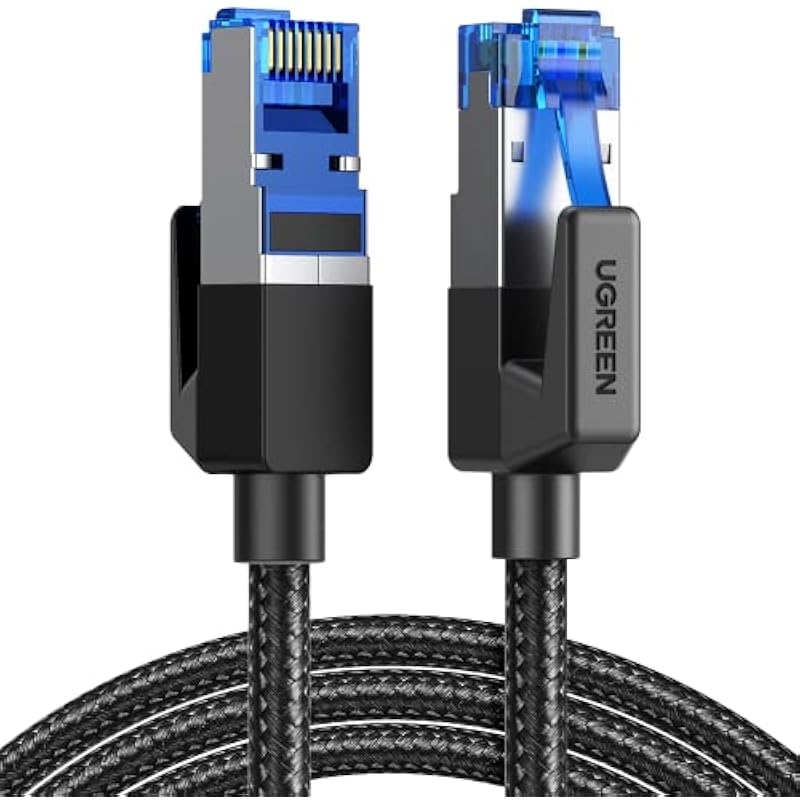 UGREEN Cat 8 Ethernet Cable 10FT High Speed 40Gbps 2000Mhz Network Cable Shielded Cat8 Cable Braided Heavy Duty RJ45 LAN Cables Internet Cord Compatible for PS5, PS4, Xbox One, Modem, Router 10FT