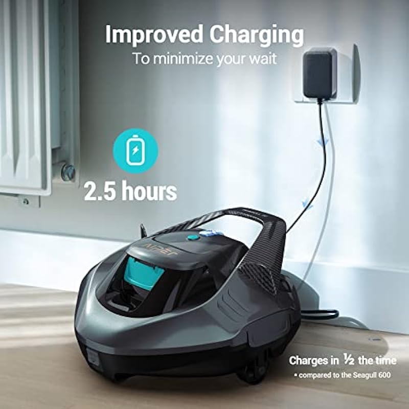 AIPER Seagull SE Cordless Robotic Pool Cleaner, Pool Vacuum Lasts 90 Mins, LED Indicator, Self-Parking, for Flat Above-Ground Pools up to 33 Feet – Gray