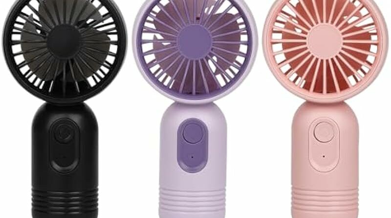 Ackdine Mini Portable Fan - Handheld Fan, 3 Pack USB Rechargeable Personal Fan, Battery Operated Lightweight Small Makeup/Pocket Fan with 3 Speeds For Stylish Girl Boys Women Men Office Outdoor Travel